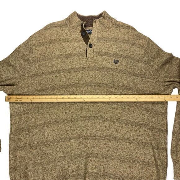 CHAPS Sweater Mens 3XLT Brown 3 Buttons Mock Neck Classic Knit Henley Pullover - Picture 11 of 16